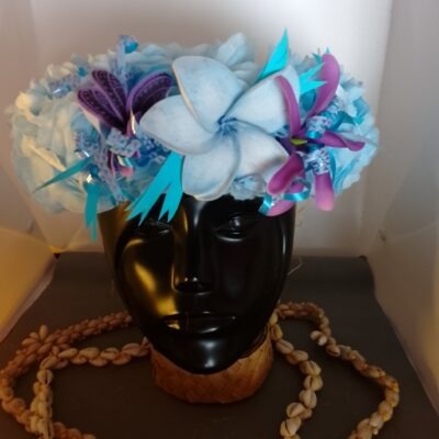 Couronne fleur Tahiti bleu ciel maxi tipanie deux tiare tatouées 