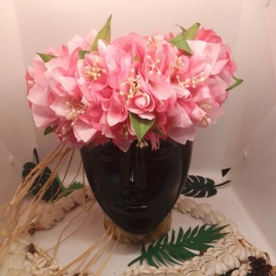 Couronne de fleur Tahiti rose  bouquet de bougainvilliers roses pâles