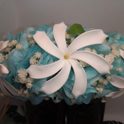 Couronne tiare Tahiti bleue trois tiare Tahiti  gypsophile