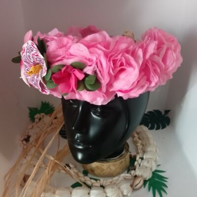 Couronne de fleur rose grand tipanie rainuré hibiscus tatoué mini tipanie