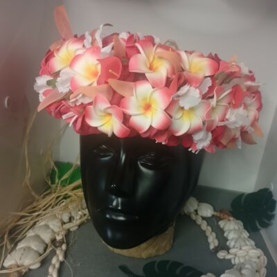 Couronne de fleur Tahiti rouge bouquet de mini tipanie rouge