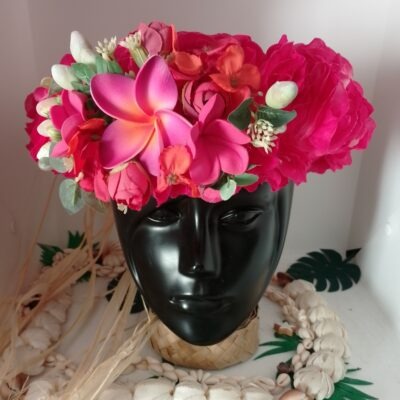 Couronne de fleur fuchsia  tipanie sur bouquet bohème