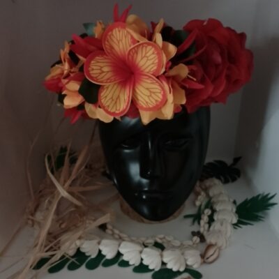 Couronne de fleur  rouge maxi tipanie lys orangés et rouges