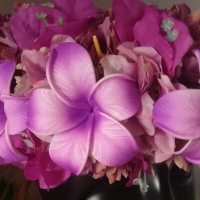 Couronne de fleurs violette  bougainvillier trois tipanie