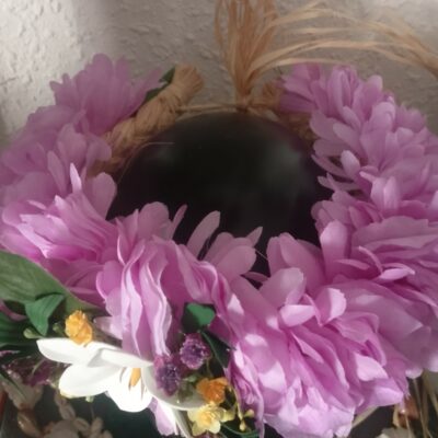 Couronne de tiare Tahiti mauve bougainvillier blanc