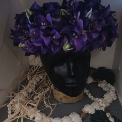 Couronne toutes fleurs Tahiti bougainvillier violet foncé