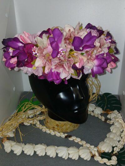 Couronne toutes fleurs bouquet varié et corolle de tipanie violet