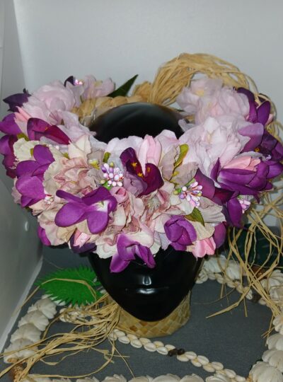 Couronne toutes fleurs bouquet varié et corolle de tipanie violet