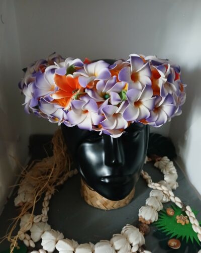 couronne de fleurs Tahiti tout tipanier violet tiare orange by Vaite.e.Tiare créations