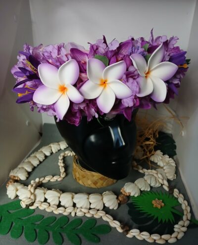 Couronne de fleurs Tahiti mauve corolle d'orchidées trois tipanie by Vaite.e.Tiare créations