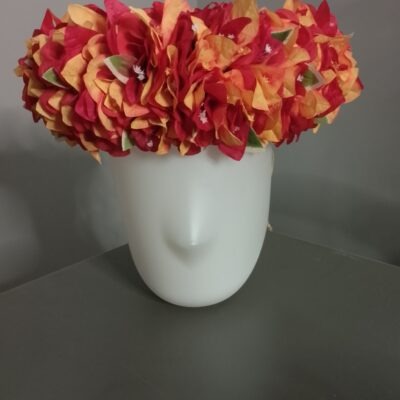 Couronne toutes fleurs Tahiti rouge bougainvillier rouge et orange flamboyant