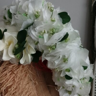 Fine couronne toutes fleurs Tahiti blanche bougainvillier blanc