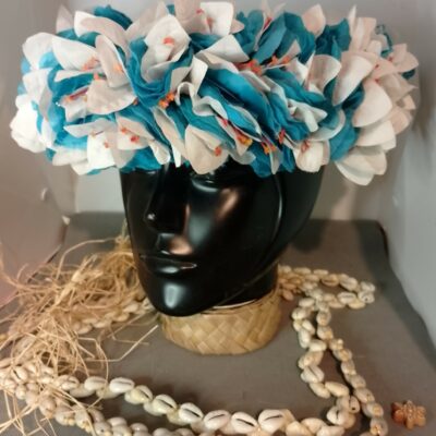 Couronne toute fleur bleu lagon bougainvillier blanc