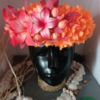 Couronne fleurs Tahiti orange maxi tiare deux tipanie différents