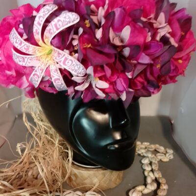 Couronne de fleur Tahiti fuchsia bougainvillier fuchsia prune tiare tatouée