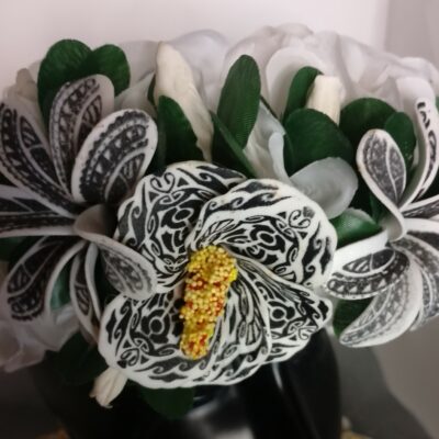 Couronne fleur Tahiti blanche deux tiare hibiscus tatoués