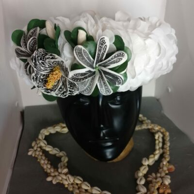 Couronne fleur Tahiti blanche deux tiare hibiscus tatoués