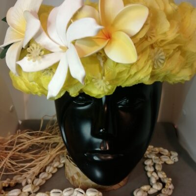 Couronne fleur Tahiti jaune tiare et deux tipanie différents