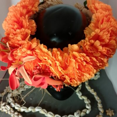 Couronne fleur Tahiti orange tiare tatouée tipanie maxi tiare