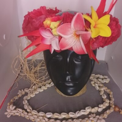 Couronne fleur Tahiti rouge trois tipanie différents pétales oiseau du paradis