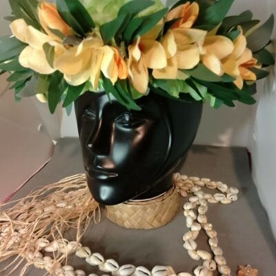 Couronne verte effet végétal corolle tipanie jaune et bambou