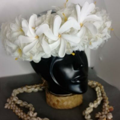 Couronne tiare Tahiti blanche trois tiare mini lys tigré 