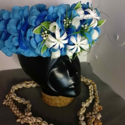 Couronne tiare Tahiti bleu océan trois mini tiare 
