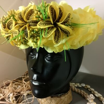 Couronne tiare Tahiti jaune trois tiare tatouées