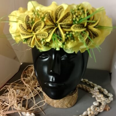 Couronne tiare Tahiti jaune trois tiare tatouées