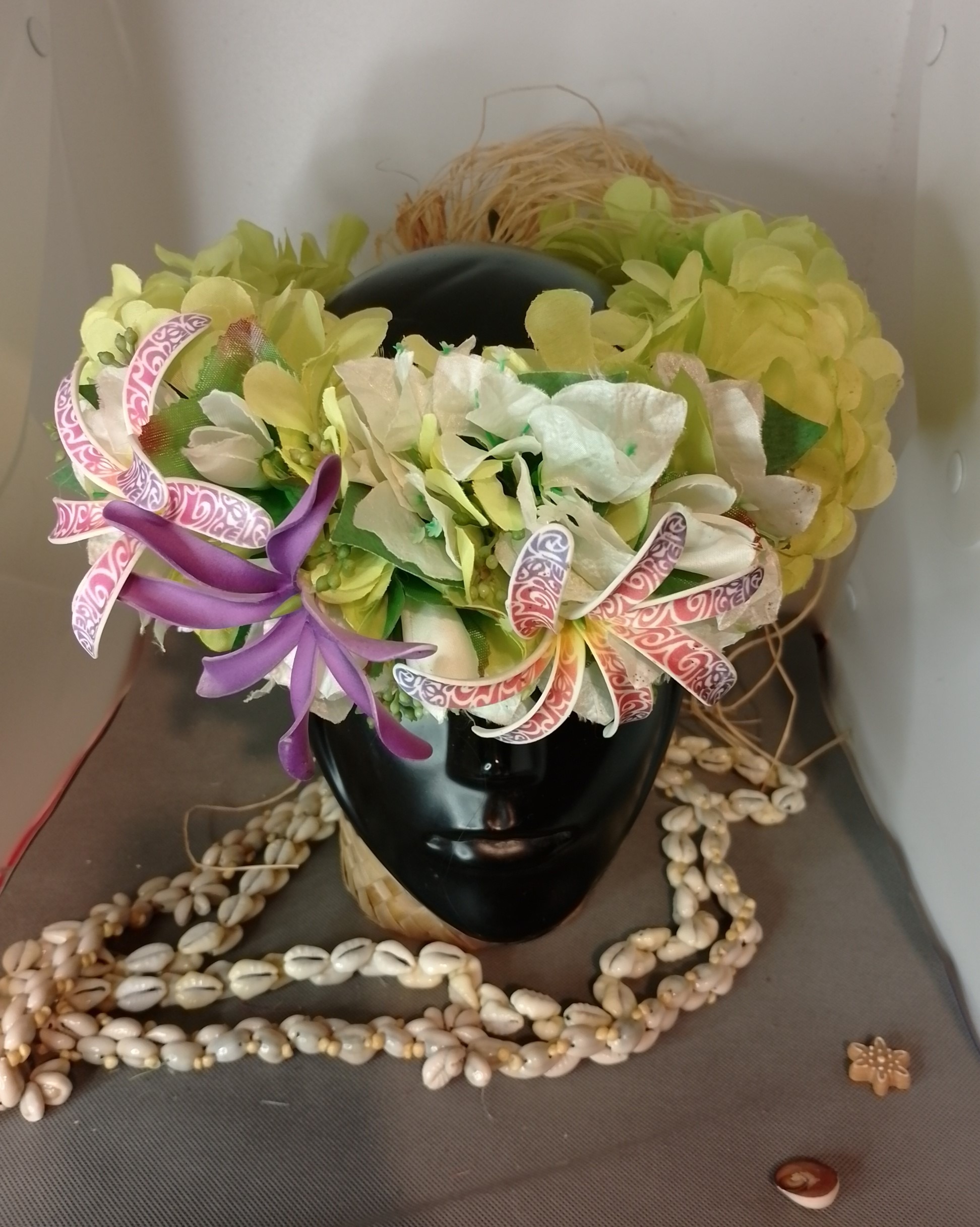 Couronne tiare Tahiti verte tiare tatouée maxi tiare Vaite.e.Tiare créations