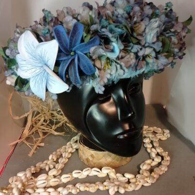 Couronne toute fleur Tahiti bleue grand tipanie tiare tatouée