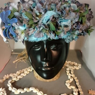 Couronne toute fleur Tahiti bleue grand tipanie tiare tatouée