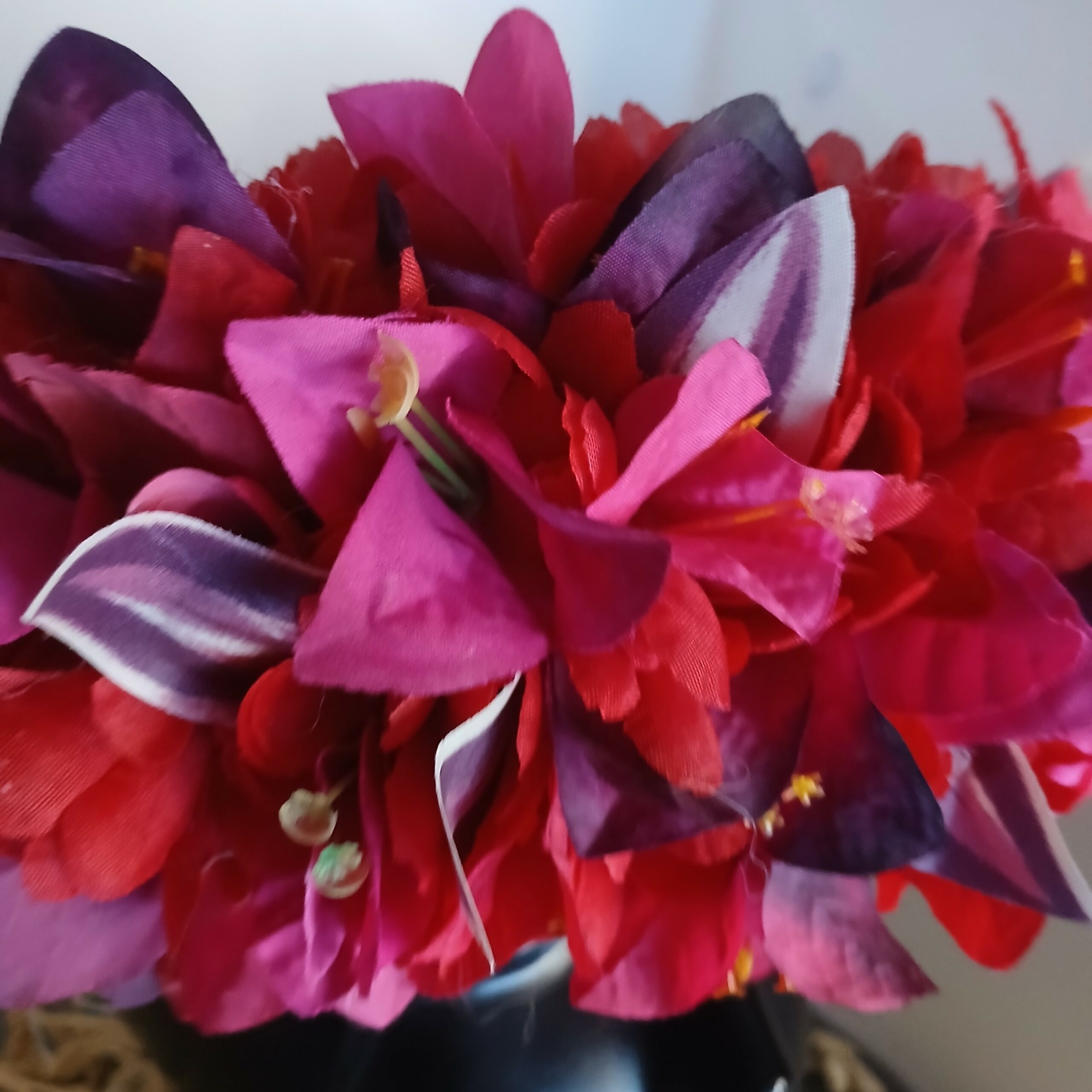 Couronne toute fleur Tahiti rouge fuchsia violine et rouge Vaite.e.Tiare créations