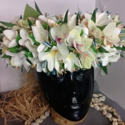 Couronne toute fleur Tahiti corolle tipanie blancs bougainvillier vanille