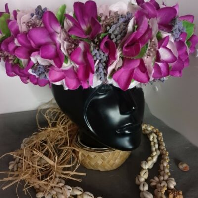 Couronne toute fleur champagne rosé corolle tipanie violets