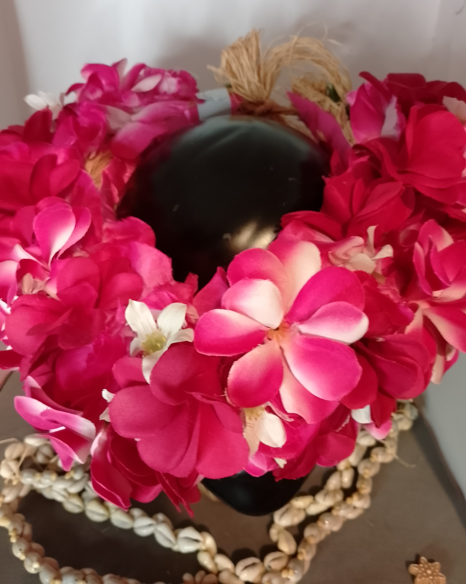 Couronne toute fleur fuchsia tipanie rouge et fuchsia Vaite.e.Tiare créations