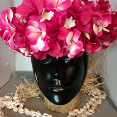 Couronne toute fleur fuchsia tipanie rouge et fuchsia