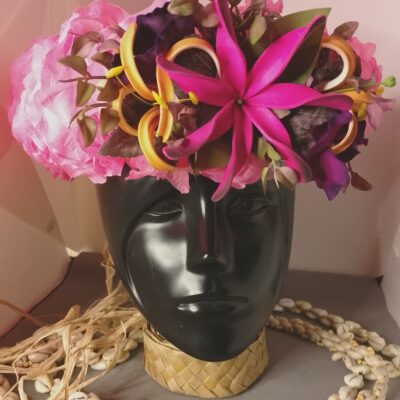 Couronne vanille bords roses maxi tiare grand lys élancés