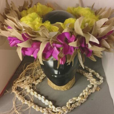 Couronne de fleur Tahiti corolle tipanie violet et  feuillages