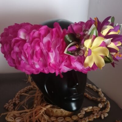 Couronne tiare Tahiti violette trois tiare grands lys élancés