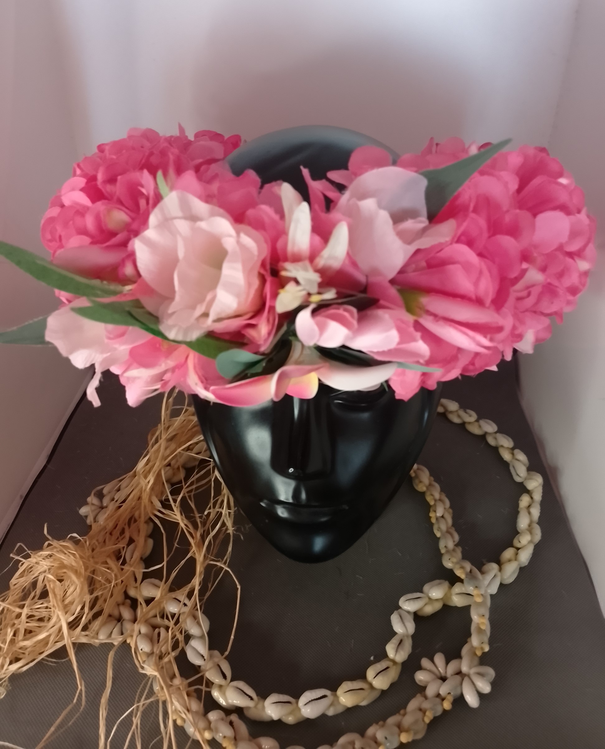 Couronne fleurs Tahiti lisianthus tipanie lys élances Vaite.e.Tiare créations