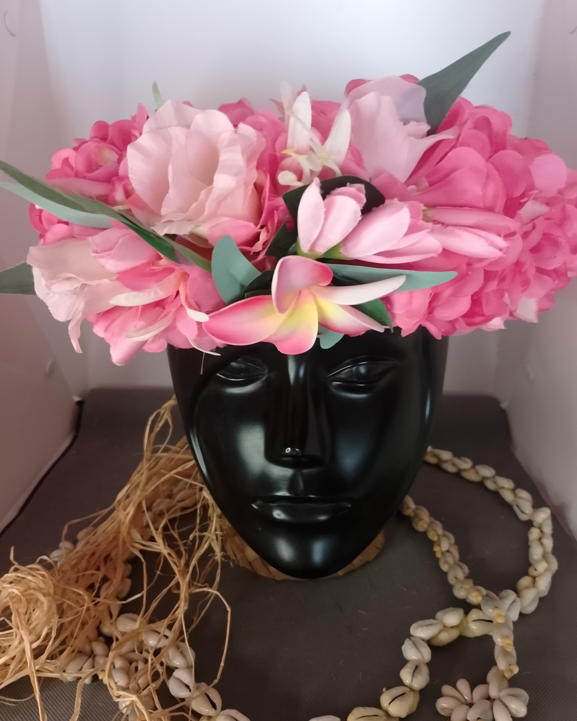 Couronne fleurs Tahiti lisianthus tipanie lys élances Vaite.e.Tiare créations