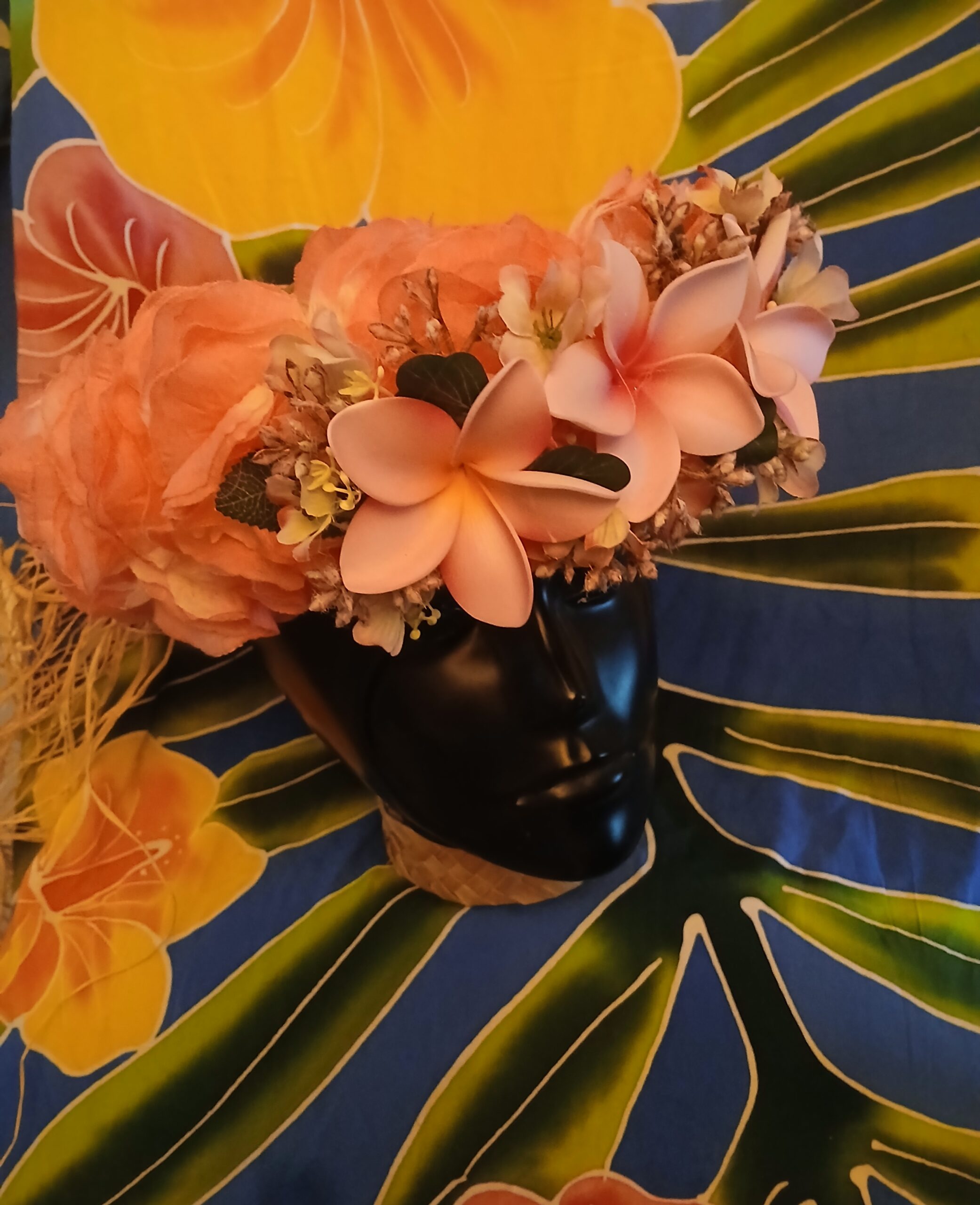 Couronne fleurs Tahiti vanille et rose trois tipanie Tahiti Vaite.e.Tiare créations