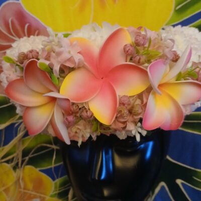 Couronne fleurs Tahiti champagne rosé trois tipanie Tahiti