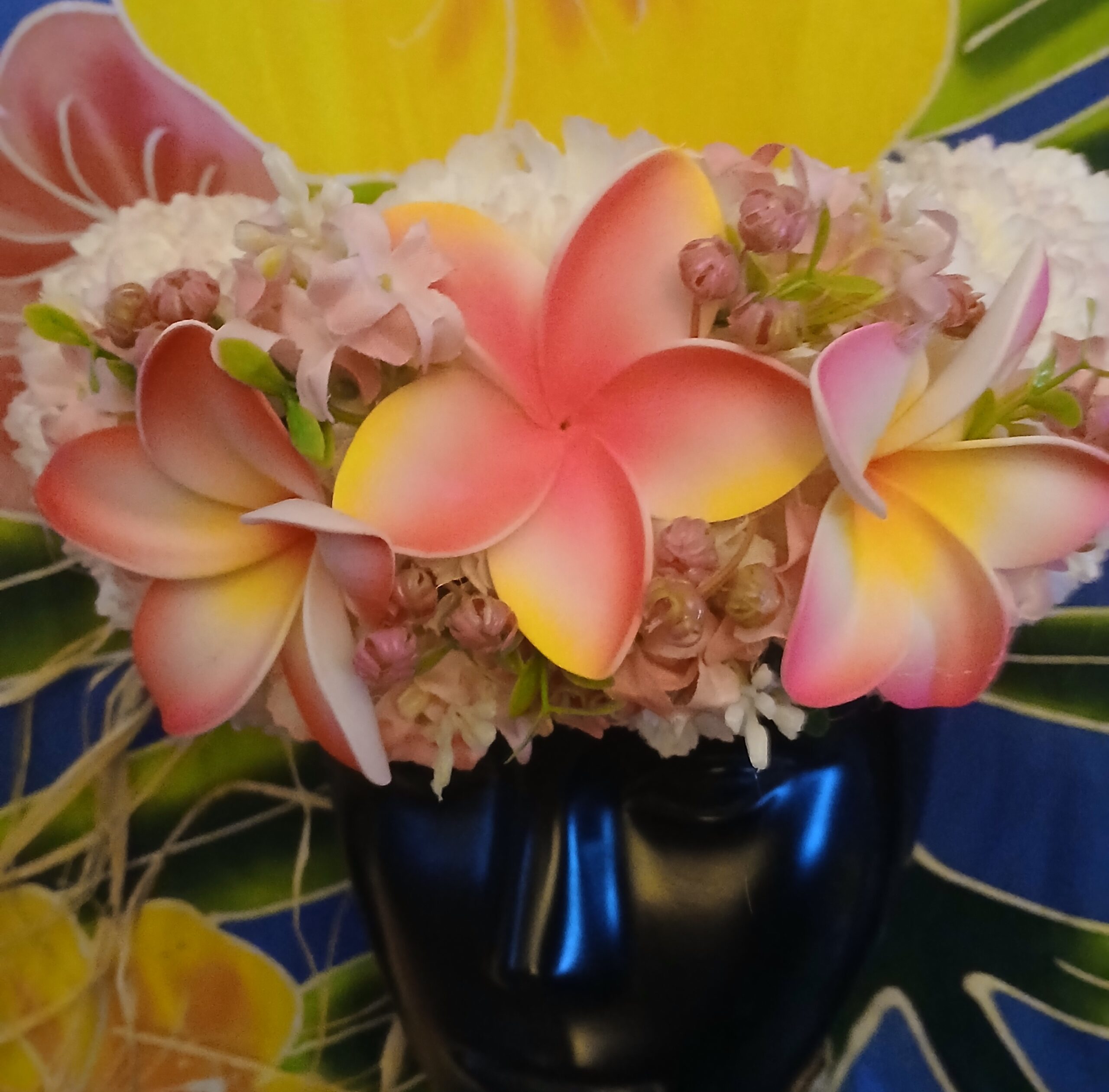 Couronne fleurs Tahiti champagne rosé trois tipanie Tahiti Vaite.e.Tiare créations