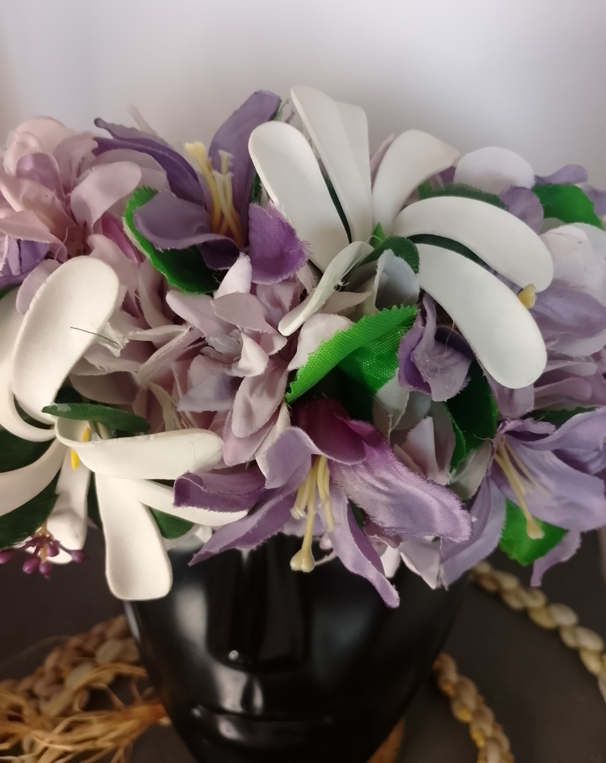 Couronne fleurs Tahiti mauve lys violet trois tiare Vaite.e.Tiare créations
