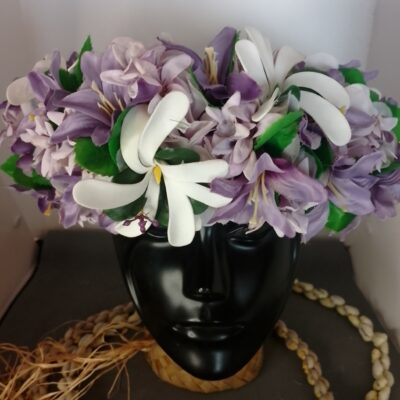 Couronne fleurs Tahiti mauve lys violet trois tiare Tahiti