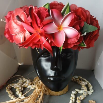 Couronne fleurs Tahiti rouge maxi tipanie maxi tiare tipanie