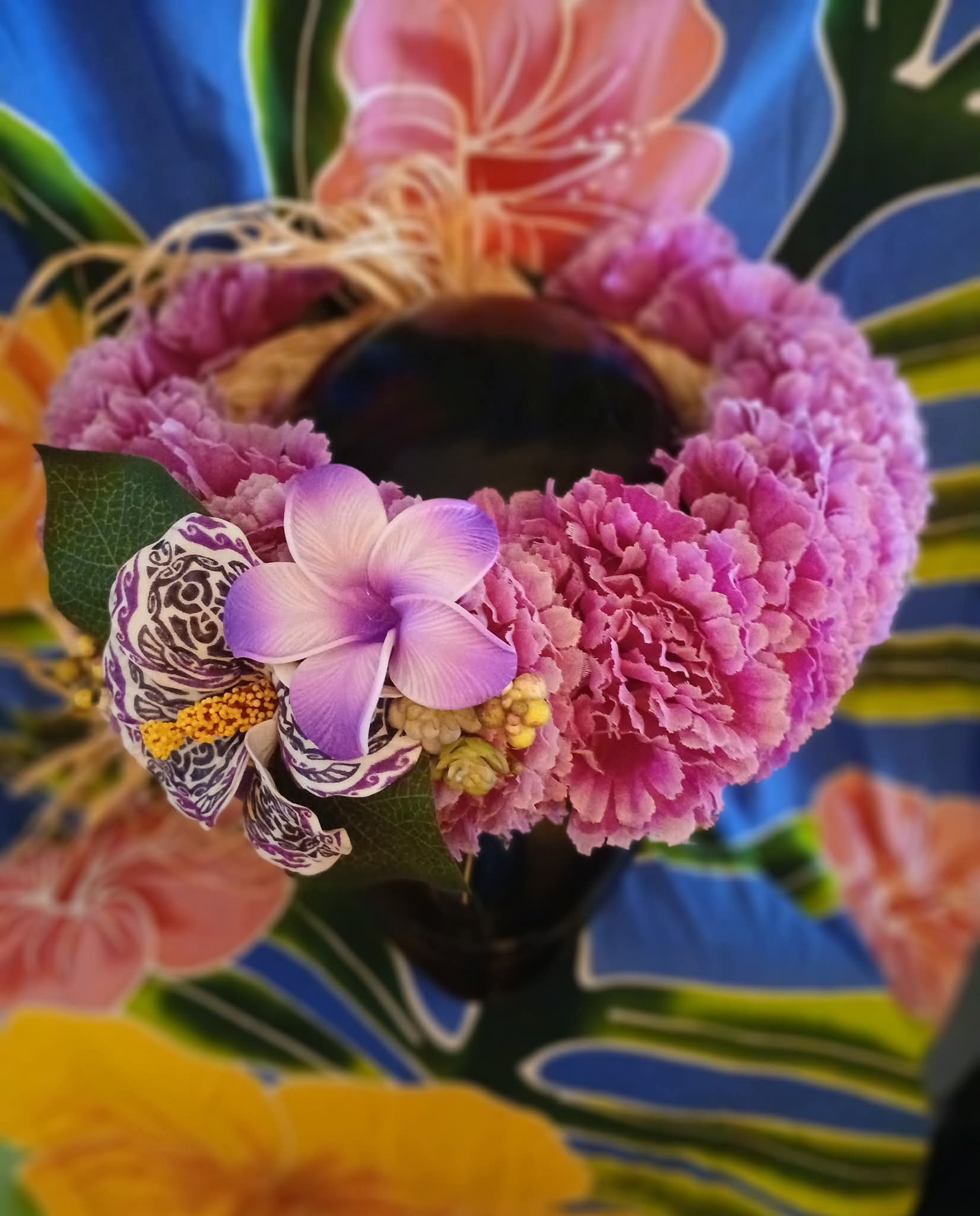 Couronne fleurs Tahiti violette hibiscus tatoué deux tipanie rainurés Vaite.e.Tiare créations