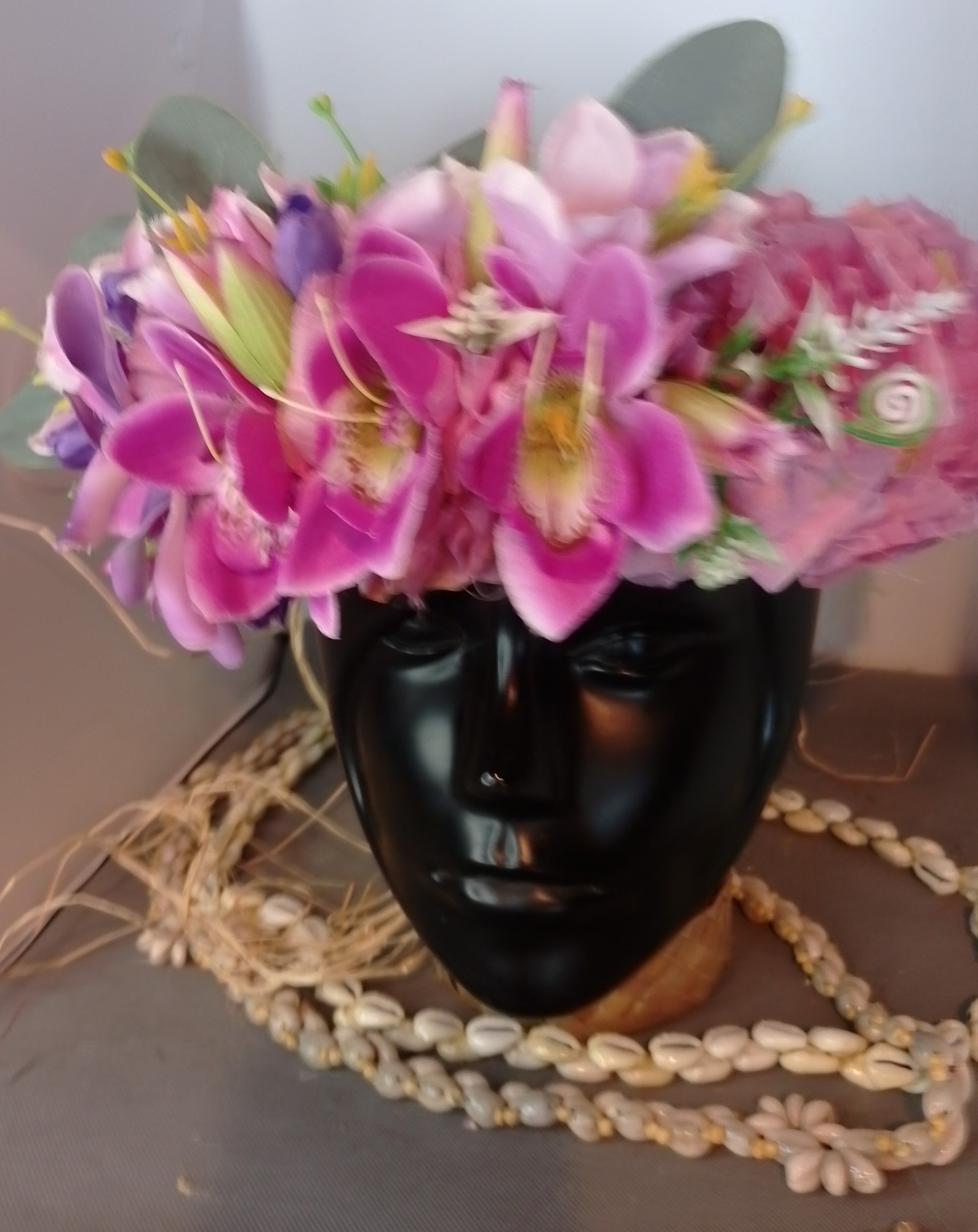 Couronne fleurs Tahiti violette orchidées maxi tiare Vaite.e.Tiare créations